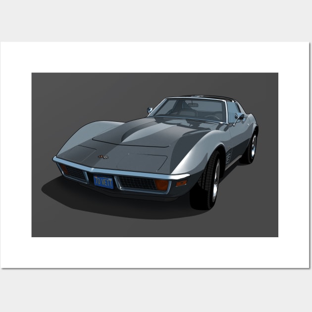 1970 Corvette Stingray in Laguna Gray Wall Art by candcretro